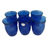 Set of 6 Cobalt Blue Ribbed Tumblers