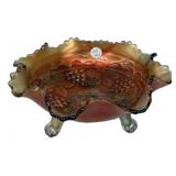 Carnival Glass Grape Pattern Bowl