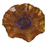 Carnival Glass Grape Pattern Bowl