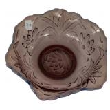 Pink Depression Glass Floral Bowl