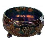 Carnival Glass Grape & Leaf Bowl