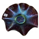 Carnival Glass Ruffled Bowl Star Center