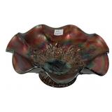 Carnival Glass Ruffled Bowl Grape