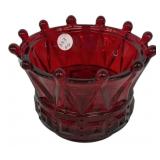 Ruby Red Glass Crown-Shaped Bowl