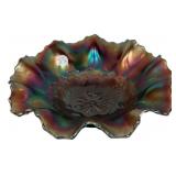 Carnival Glass Ruffled Edge Bowl