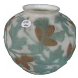 Art Glass Cameo Vase Leaf Motif