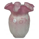 Fenton Pink & White Satin Glass Vase