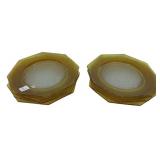 Amber Crackle Glass Octagonal Plates
