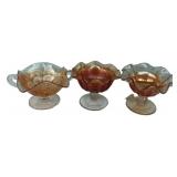 Carnival Glass Ruffled Compotes Set of 3