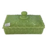 Jadeite Green Glass Lidded Trinket Box