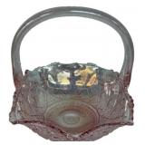 Pressed Glass Basket with Handle