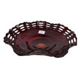 Ruby Red Glass Open Lace Edge Bowl