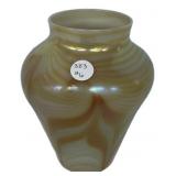 Iridescent Art Glass Vase Pulled Feather