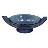 Blue Depression Glass Footed Bowl