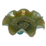 Carnival Glass Ruffled Edge Acorn Bowl