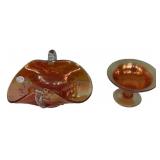 Carnival Glass Bowl & Compote Set