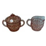 Pink Depression Glass Creamer & Sugar