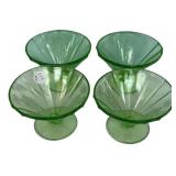 Green Depression Glass Sherbet Set of 4