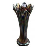 Carnival Glass Ribbed Fluted Vase