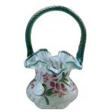 Fenton Hand-Painted Glass Basket