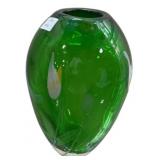 Green Art Glass Vase with Inclusions