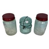 Vintage Glass Canning Jars Lot of 3