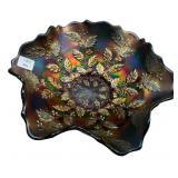 Carnival Glass Holly Berry Ruffled Bowl