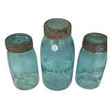 Antique Aqua Mason's Improved Jars Lot