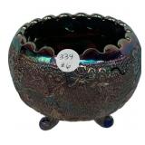 Carnival Glass Footed Rose Bowl