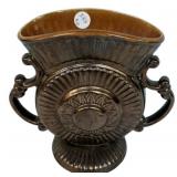 Bronze-Glazed Ceramic Urn with Handles