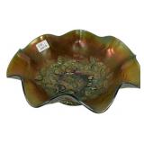 Carnival Glass Ruffled Edge Bowl