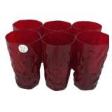 Set of 7 Ruby Red Textured Tumblers
