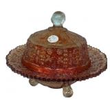 Carnival Glass Covered Butter Dish
