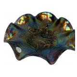 Carnival Glass Ruffled Bowl Poppy