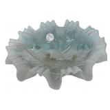 Victorian Opalescent Glass Ruffled Bowl