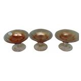 Set of 3 Iridescent Glass Compotes