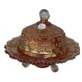 Marigold Carnival Glass Butter Dish