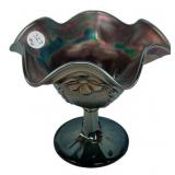 Carnival Glass Ruffled Edge Compote