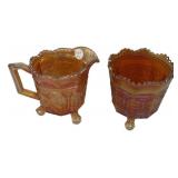 Carnival Glass Creamer & Sugar Set