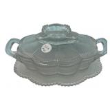 Pressed Glass Covered Serving Dish