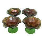 Set of 4 Carnival Glass Compotes