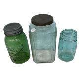 Antique Glass Jar Collection Lot of 3