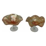 Carnival Glass Ruffled Compote Dish