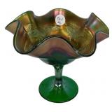 Carnival Glass Ruffled Edge Compote
