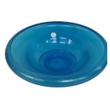 Blue Art Glass Console Bowl