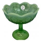 Green Opalescent Glass Compote