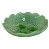 Green Opalescent Glass Bowl Floral