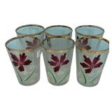 Hand-Painted Floral Glass Tumblers Set