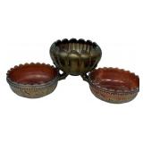 Three Decorative Metal Bowls Set