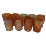 Marigold Carnival Glass Tumblers Set 8